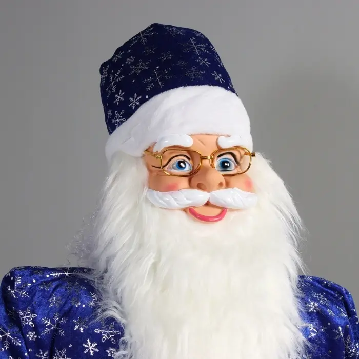 Дед Мороз "В длинной шубе, с колокольчиком" 180 см, движение и музыка, синий