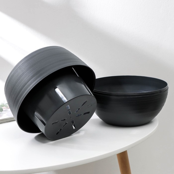 Горшок для цветов «Япония», 3 л, цвет графитовый Горшок для цветов «Япония», 3 л, цвет графитовый