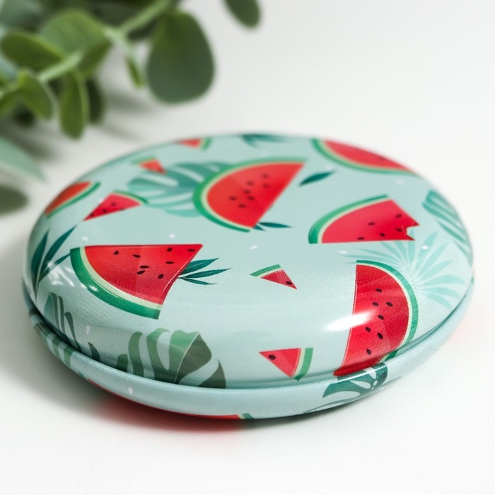 Шкатулка металл круглая Шкатулка металл круглая "Фрукты и овощи" фасовка 12 шт 1,8х7х7 см