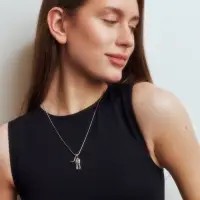Кулон &laquo;Кот на хвосте&raquo;, цвет чернёное серебро, L=50 см
