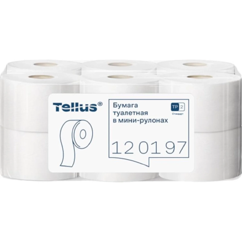 Бумага туалетная д/дисп Торк/Tellus Стандарт Т2 1сл 200м 12рул/уп_120197