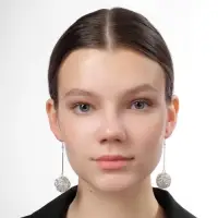 Серьги висячие &laquo;Шарик&raquo;, переплетение, цвет светлое серебро, 6.5 см