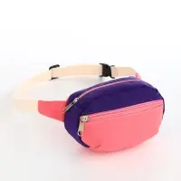 Сумка детская поясная на молнии, наружный карман, розовая, фиолетовая