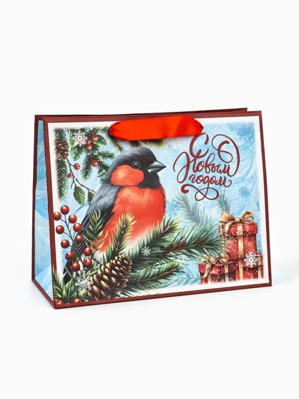 Пакет подарочный крафтовый, &laquo;С Новым Годом&raquo;, 23&times;18&times;10 см