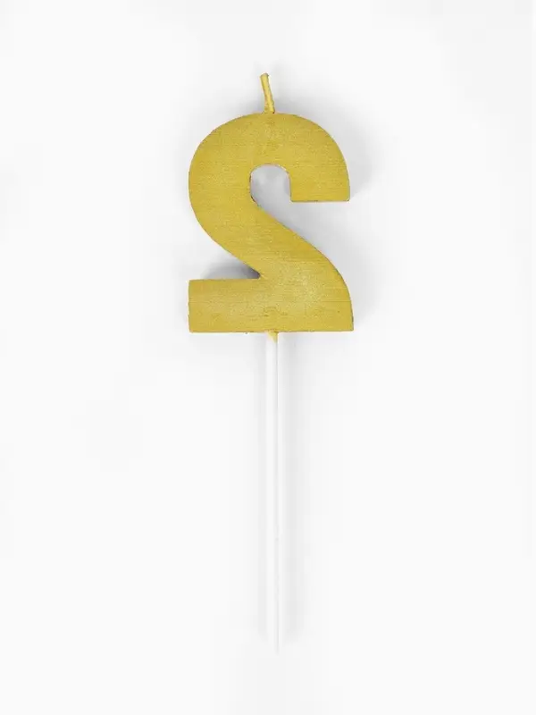 Свеча для торта &laquo;Элемент&raquo;, цифра "2" золотая