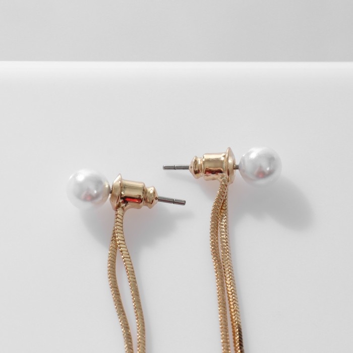 Серьги с жемчугом &laquo;Цепочки&raquo; бусина, цвет белый в золоте