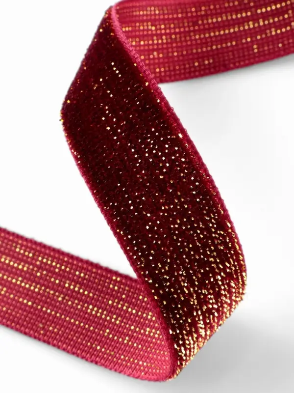 Лента бархатная, с золотым люрексом, 15 мм, 18&plusmn;1 м, бордовая №46