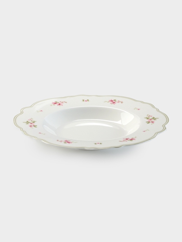 Тарелка глубокая WY Spring flowers, d=21.5 см, фарфор, белая Тарелка глубокая WY Spring flowers, d=21.5 см, фарфор, белая