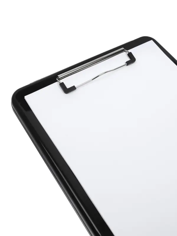 Планшет с прижимом формат А4 пластик черный, с коробкой для хранения бумаг