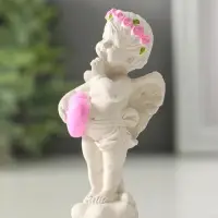 Фигура "Ангел с сердцем стоит" 8см, белый Фигура "Ангел с сердцем стоит" 8см, белый