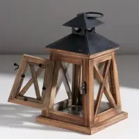 Деревянный подсвечник - фонарь на 1 свечу &laquo;Трапеция&raquo;, коричневый, 20.5&times;12.5&times;12.5 см