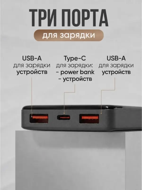 Внешний аккумулятор VIXION PRO VP-06, 10000 мА&middot;ч, USB + Type-C, LED-дисплей, чёрный