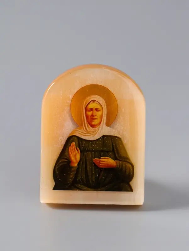 Икона Матрона, 6х5 см, селенит