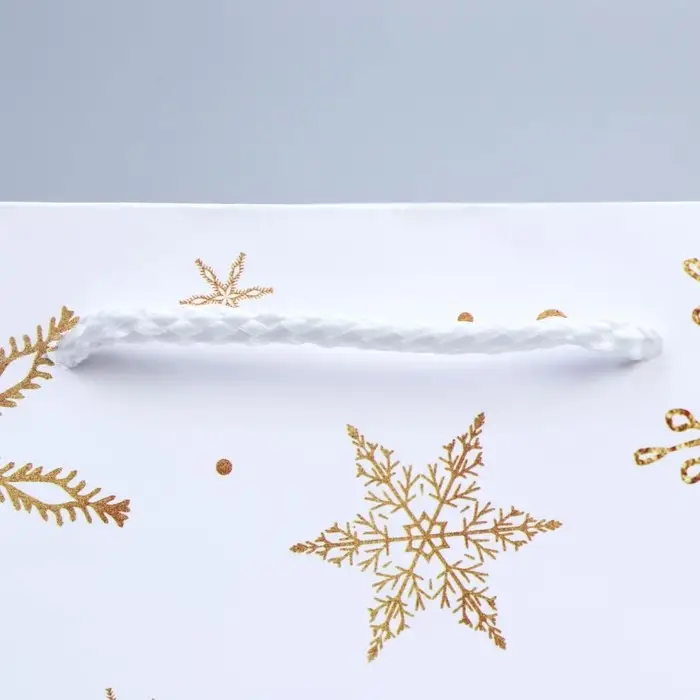 Пакет подарочный новогодний ламинированный «Снежинки», ML 21 х 25 х 8 см Пакет подарочный новогодний ламинированный «Снежинки», ML 21 х 25 х 8 см