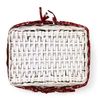 Корзина плетеная 37 х 28 х 18 см, ручка h=13 см белая, НГ ткань красный Корзина плетеная 37 х 28 х 18 см, ручка h=13 см белая, НГ ткань красный