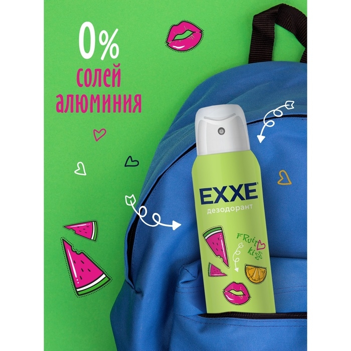 Дезодорант женский EXXE Fruit kiss  Дезодорант женский EXXE Fruit kiss "Свежесть и Нежность", 150 мл