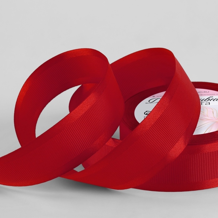 Лента декоративная, репсовая/атласная, 25 мм, 9,1 ± 0,5 м, красная №26 Лента декоративная, репсовая/атласная, 25 мм, 9,1 ± 0,5 м, красная №26