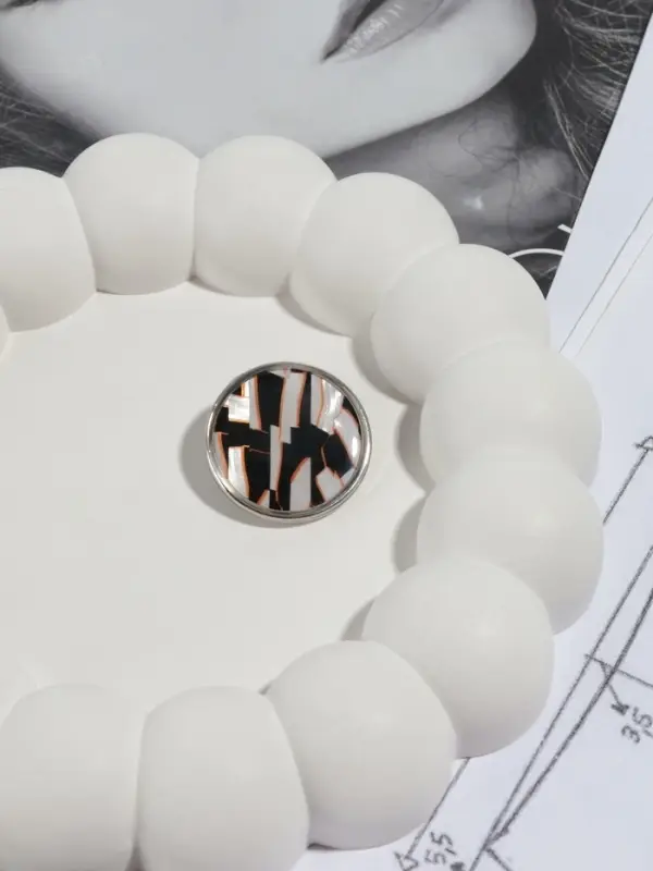 Пуговица металлическая на ножке &laquo;Витраж&raquo;, декоративная, d=25 мм, цвет белый, серебряный