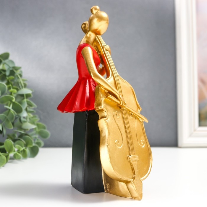 Сувенир полистоун  Сувенир полистоун "Девушка с контробасом" МИКС 20,5х10,5х9 см