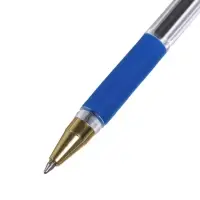 Ручка шариковая LANCER, синий стержень, узел 0.5 мм, прозрачный корпус, резиновый упор