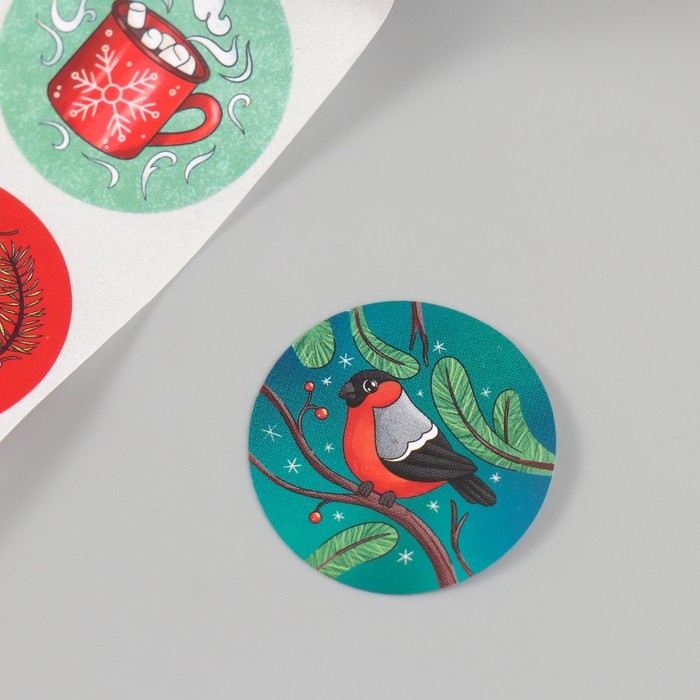 Наклейка бумага Наклейка бумага "Дед Мороз" d=2,5 см 252 шт в рулоне