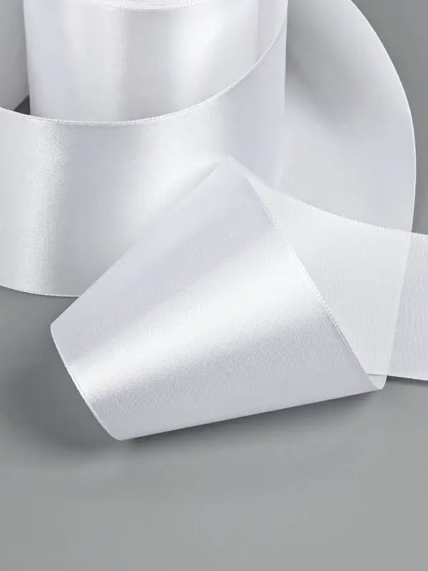 Лента атласная, 75 мм, 23&plusmn;1 м, белая №01