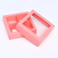 Коробка для 4 конфеты, розовый, 12.5×12.5×3.5 см