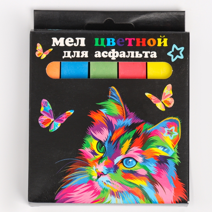 Мел цветной «Кот и бабочки. JUMBO», 5 шт. Мел цветной «Кот и бабочки. JUMBO», 5 шт.