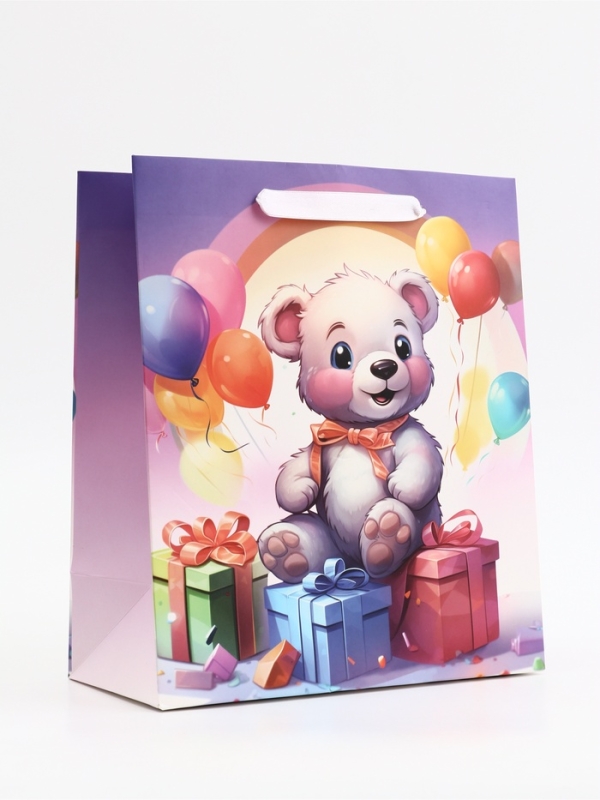 Пакет подарочный вертикальный "Медвежонок", 23 × 27 × 11.5 см