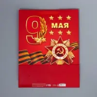 Пакет подарочный ламинированный, упаковка, &laquo;С победой&raquo;, 9 мая, L 31&times;40&times;11 см