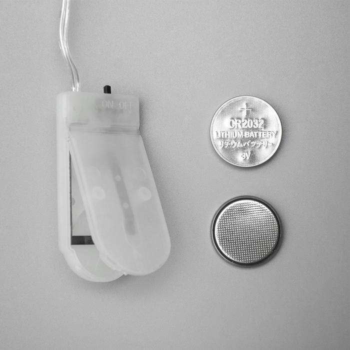 Гирлянда «Нить» 5 м роса, IP20, серебристая нить, 50 LED, батарейки CR2032х2 (в комплекте), свечение зелёное Гирлянда «Нить» 5 м роса, IP20, серебристая нить, 50 LED, батарейки CR2032х2 (в комплекте), свечение зелёное