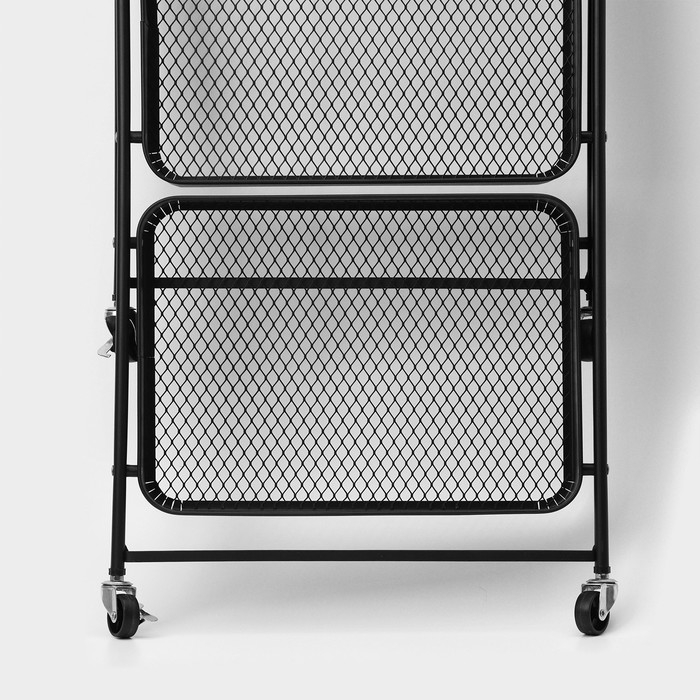 Этажерка напольная 3-х ярусная, 45,5×29,5×77,5 см, на колёсиках, цвет чёрный Этажерка напольная 3-х ярусная, 45,5×29,5×77,5 см, на колёсиках, цвет чёрный