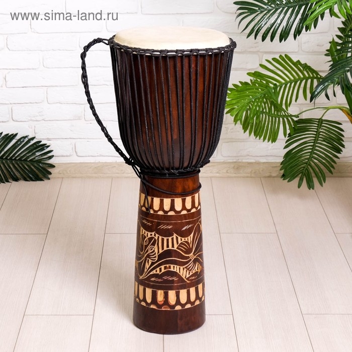 Сувенирный музыкальный инструмент барабан джембе Сувенирный музыкальный инструмент барабан джембе "Светлый" 80х30х30 см МИКС