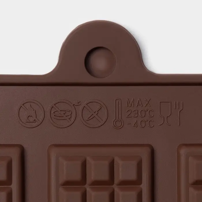 Форма для шоколада Доляна &laquo;Плитка&raquo;, силикон, 21&times;11 см, 12 ячеек (2.7&times;3.9 см), коричневая