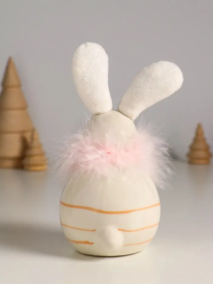 Сувенир керамика, текстиль "Зайчик с пухом, круглый" 7,4х7,4х15,5 см Сувенир керамика, текстиль "Зайчик с пухом, круглый" 7,4х7,4х15,5 см