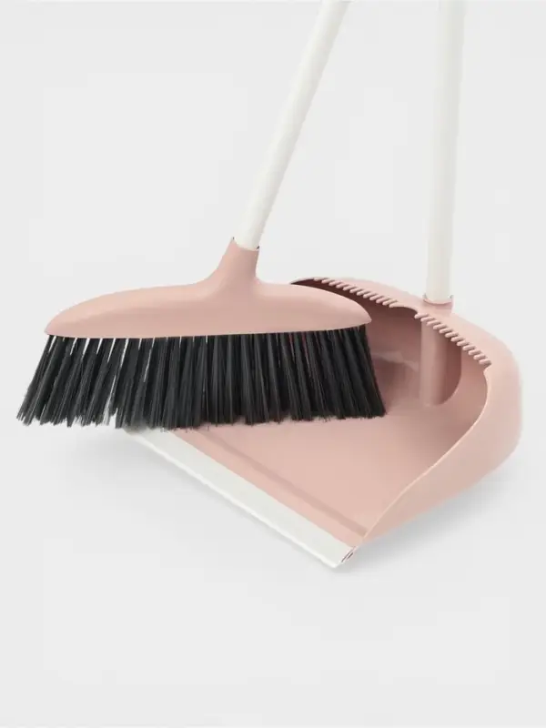 Щётка для пола Доляна, совок 25&times;23 см, щётка 29&times;84 см, металлическая ручка 77 см, розовая