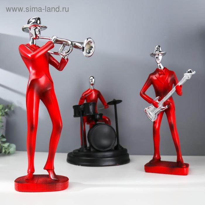 Сувенир полистоун  Сувенир полистоун "Музыкант с гитарой" красный с серебром 27,5х7,5х12,5 см