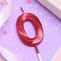 Свеча в торт на шпажке «Цифра 0», красная, 5 см