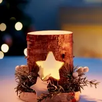 Светодиодная фигура деревянная «Декоративный пень», 1 LED, от батареек AAAx2, свечение тёплое белое Светодиодная фигура деревянная «Декоративный пень», 1 LED, от батареек AAAx2, свечение тёплое белое