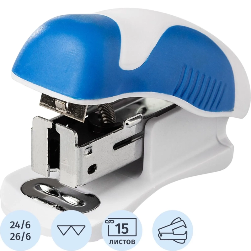 Степлер -мини Attache Master до 15 лис,бел/син,N24/6и26/6,антистеп