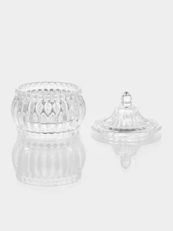 Конфетница с крышкой  Конфетница с крышкой "Ребристая" 9х9х10 см, прозрачная