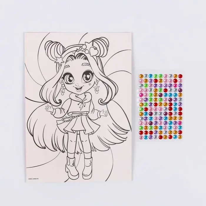 Аппликация стразами для детей &laquo;Красивая девочка&raquo;, набор для творчества
