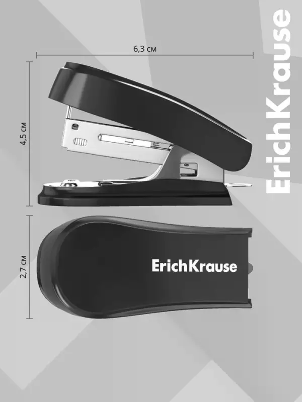 Степлер ErichKrause Clippy mini Classic, №24/6, 26/6, до 15 листов, чёрный
