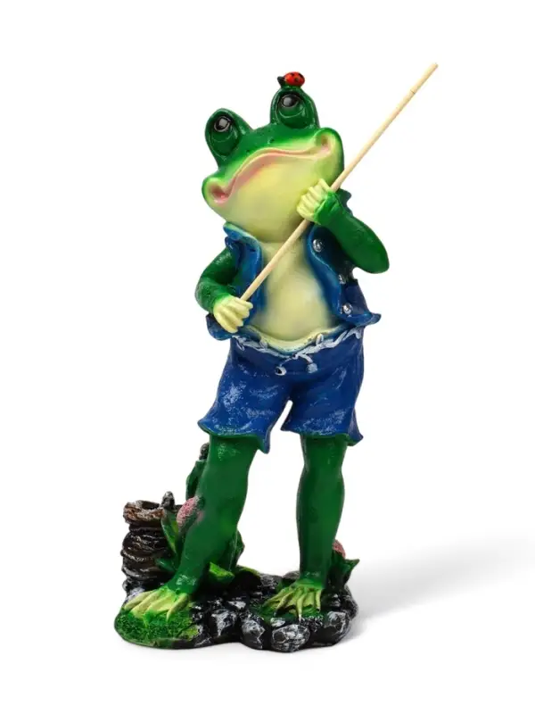 Садовая фигура из полистоуна &laquo;Лягушонок рыбак&raquo;, 40&times;12&times;18 см