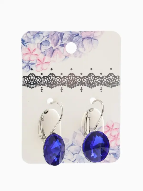 Серьги со стразами &laquo;Яркая классика&raquo;, синие в серебре, d=1.4 см
