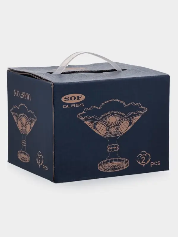 Конфетницы «Акапелла», 9×15×12 см, набор 2 шт., стекло, прозрачные Конфетницы «Акапелла», 9×15×12 см, набор 2 шт., стекло, прозрачные