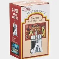 Набор для специй Доляна &laquo;Эксклюзив&raquo;, 40 мл, 2 предмета: солонка, перечница, салфетница - подставка, стекло, пластик, прозрачный