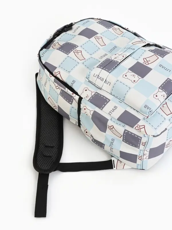 Рюкзак школьный на молнии, с карманами, с рисунком, размер 30&times;13&times;42 см, с принтом, молочный