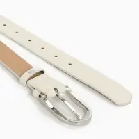 Ремень женский, 110&times;2.8 см, овальная пряжка металл, серебристая, белый