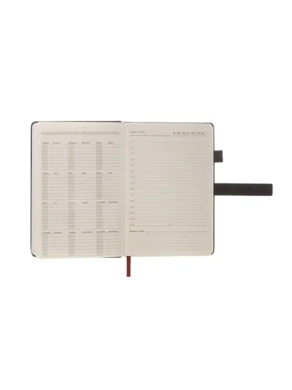 Ежедневник недатированный формат А5, с хлястиком, 80л, линия, пвх, Черный Ежедневник недатированный формат А5, с хлястиком, 80л, линия, пвх, Черный